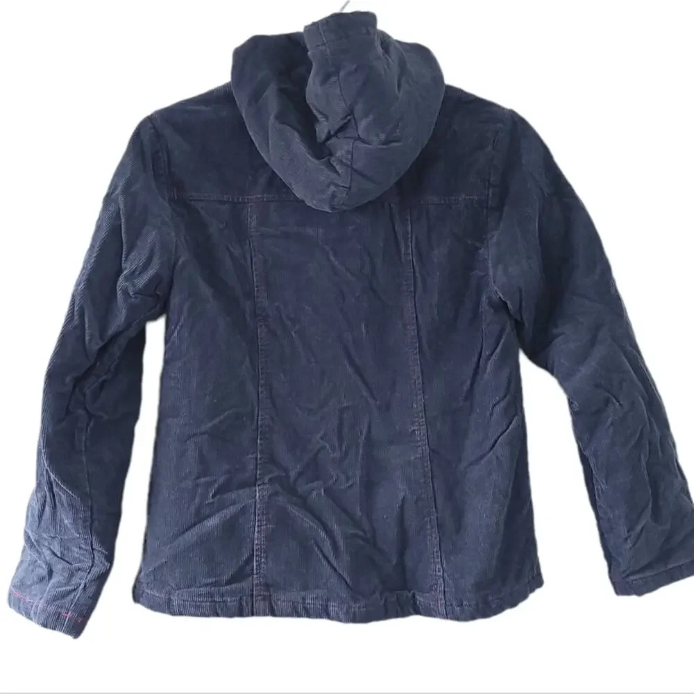 Gymboree Corduroy Coat Jacket Large 10-12 Gray Heart Toggle Buttons Hooded